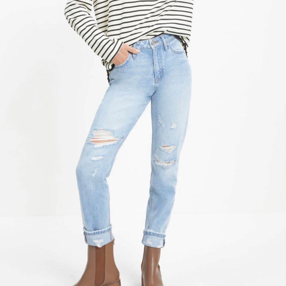 VICI Monroe High Rise Rigid Distressed Straight Jeans 25